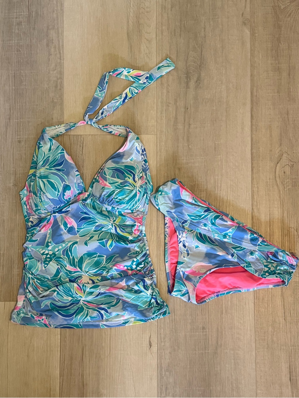 Lilly Pulitzer Floral Tankini Swimsuit Set - Blue & Pink
